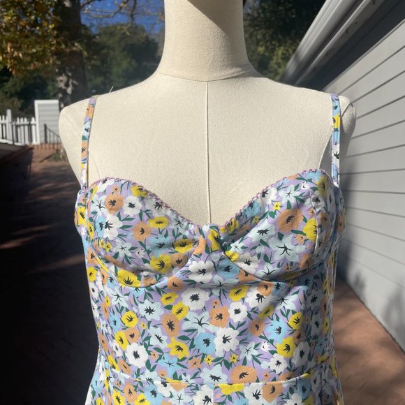 Agua by Agua Bendita Mambo Pleated Floral Cotton-Poplin Midi Dress (Size: M) - Picture 2 of 5